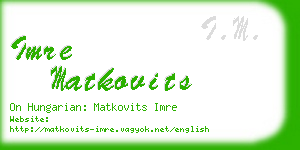 imre matkovits business card